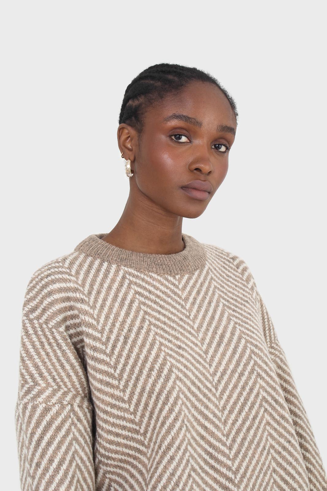 Brown and ivory herringbone jumper_6