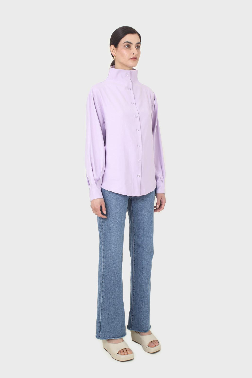Lilac mock neck collar shirt_3