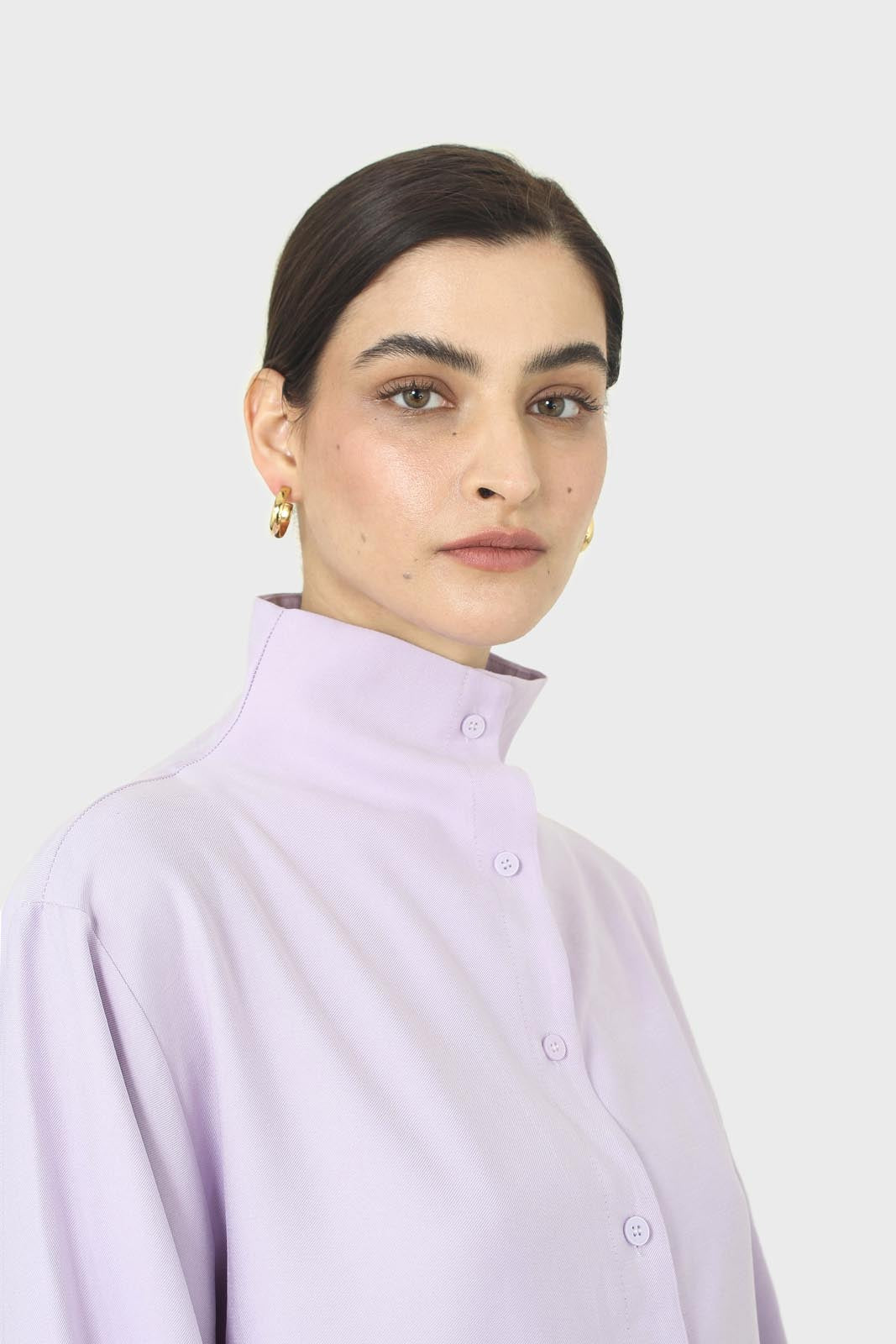 Lilac mock neck collar shirt_8