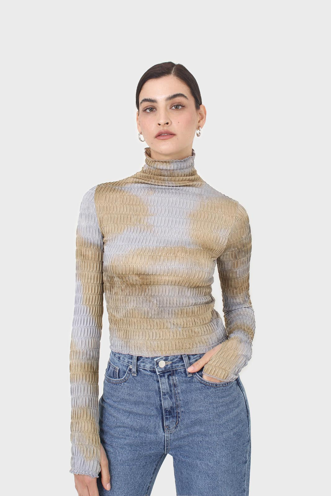 Blue and green tie dye top_1