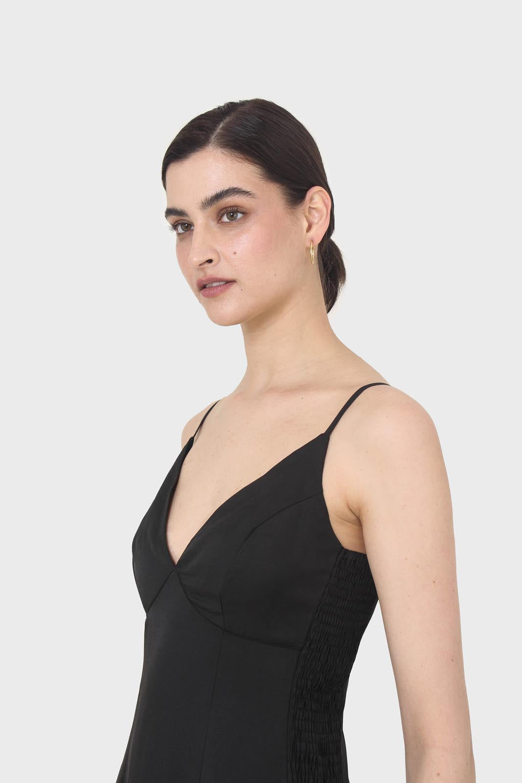 Black spaghetti strap tie back mini dress_4