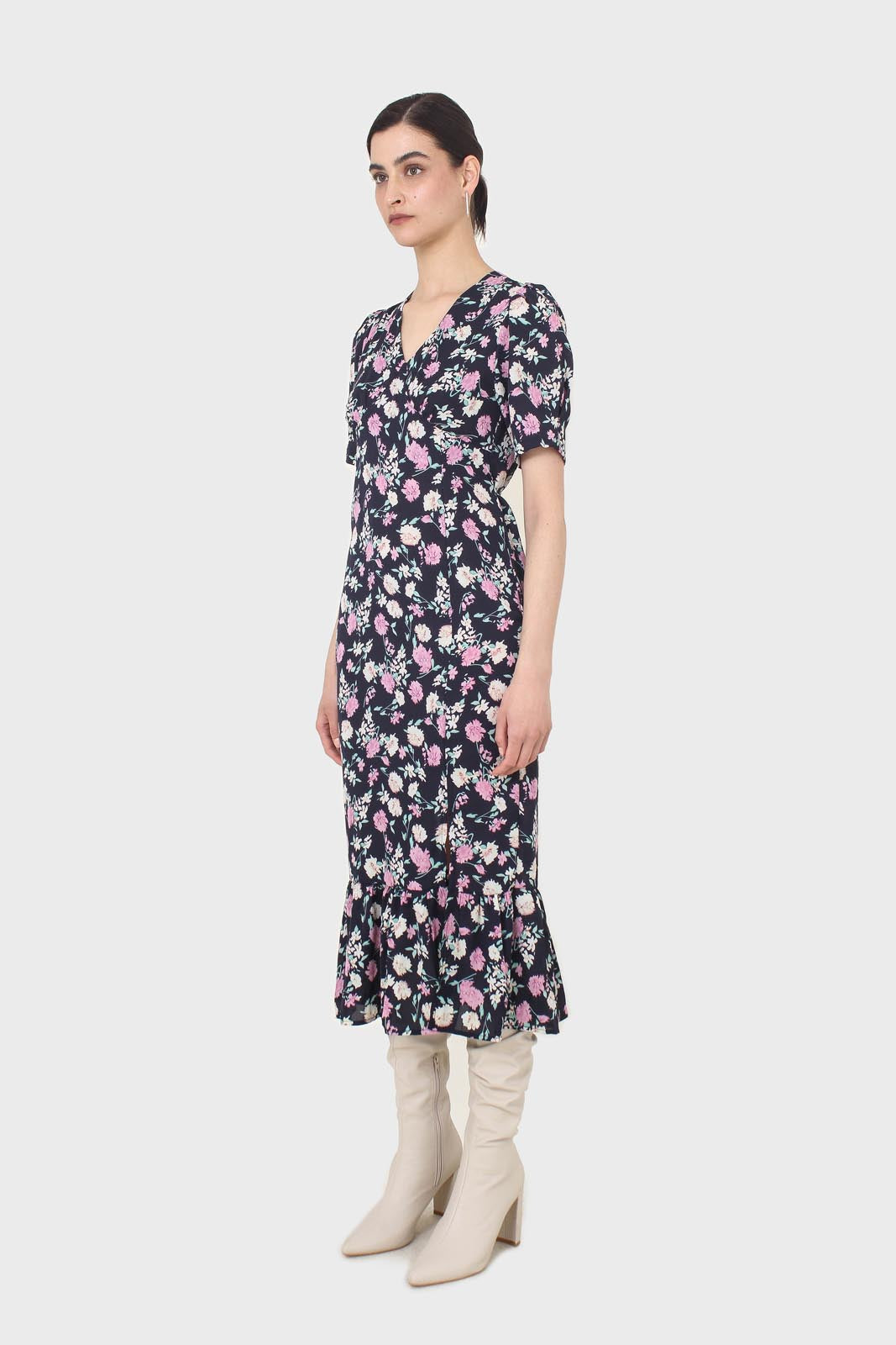 Navy pink and ivory floral tie back dress_6