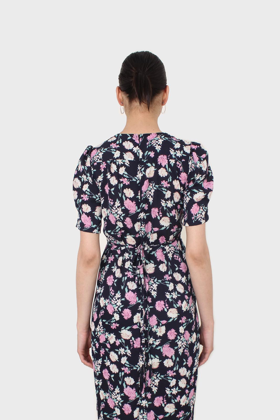 Navy pink and ivory floral tie back dress_8