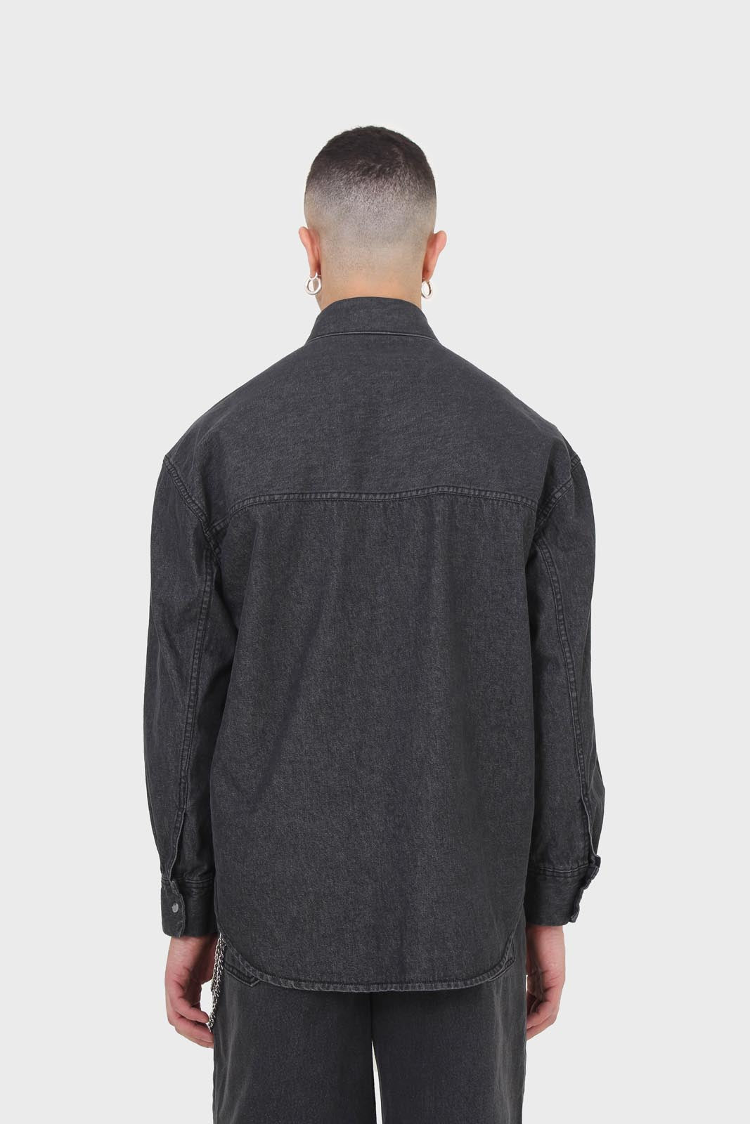 Black denim patch pocket shirt_2