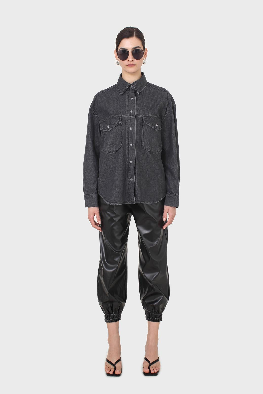 Black denim patch pocket shirt_10