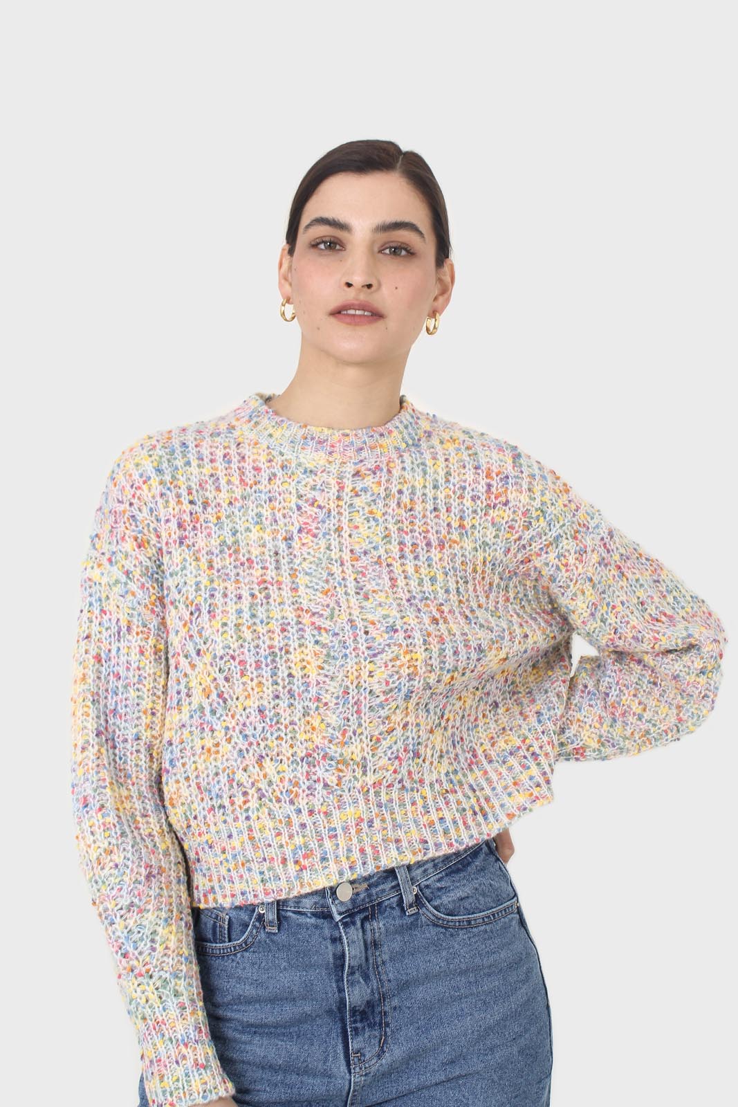 Ivory rainbow fleck cropped jumper_4