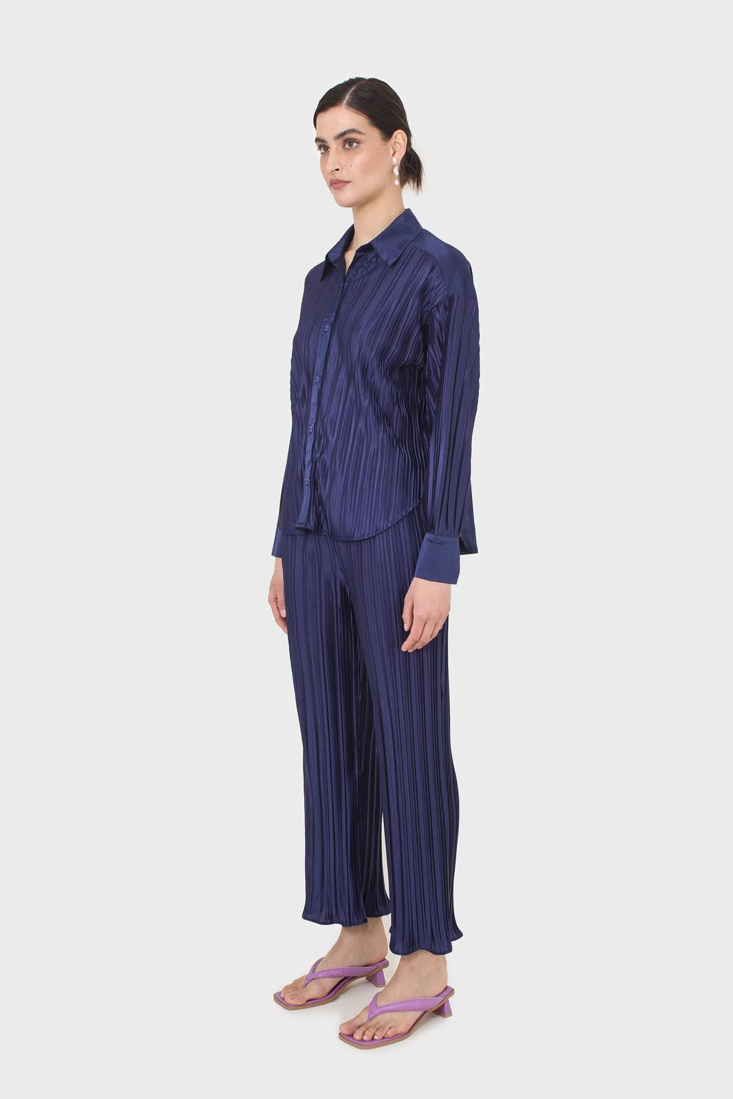 Navy micro pleat top_9