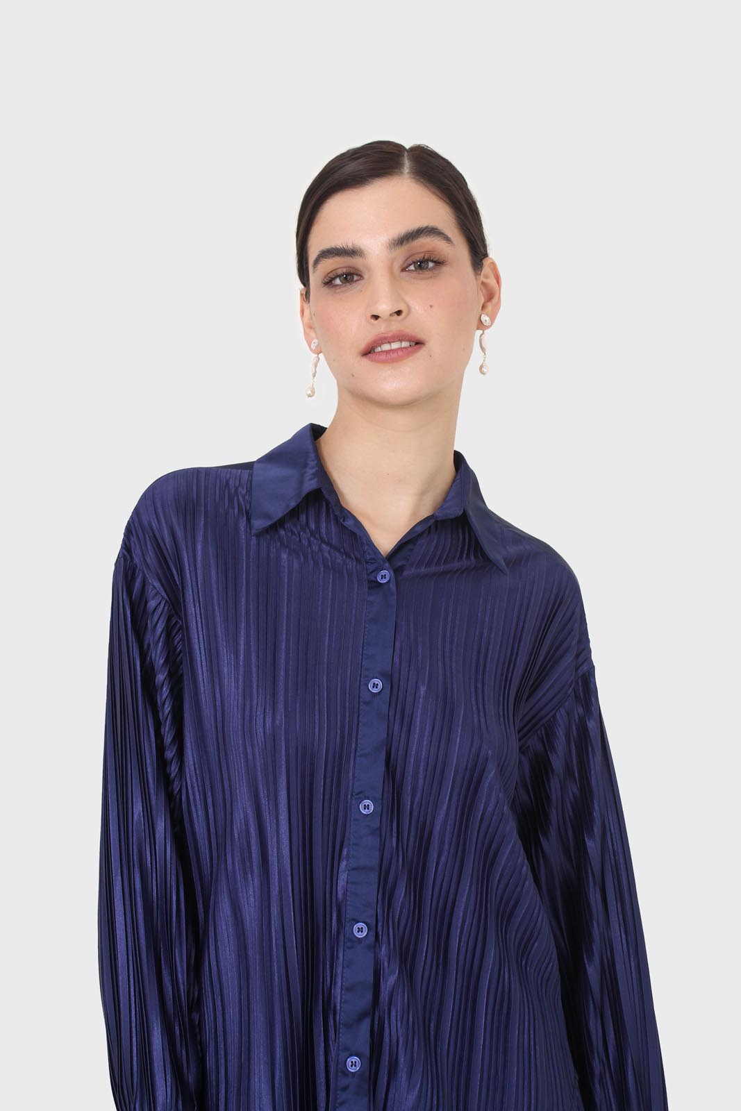 Navy micro pleat top_7
