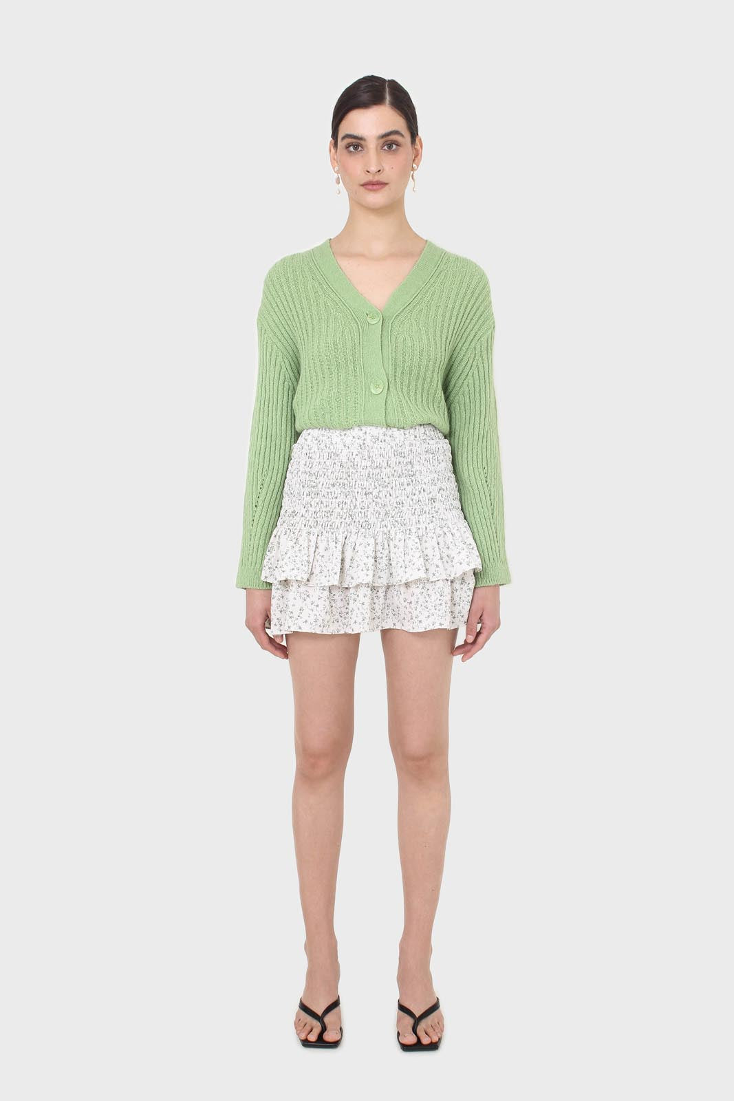 Ivory floral high rise tiered mini skirt_4