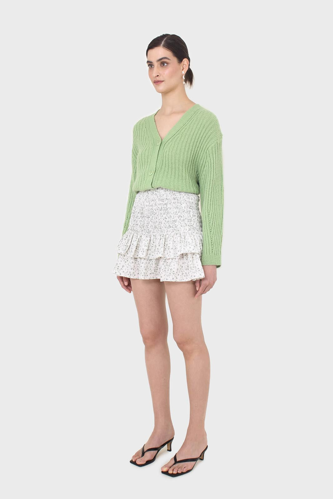 Ivory floral high rise tiered mini skirt_2