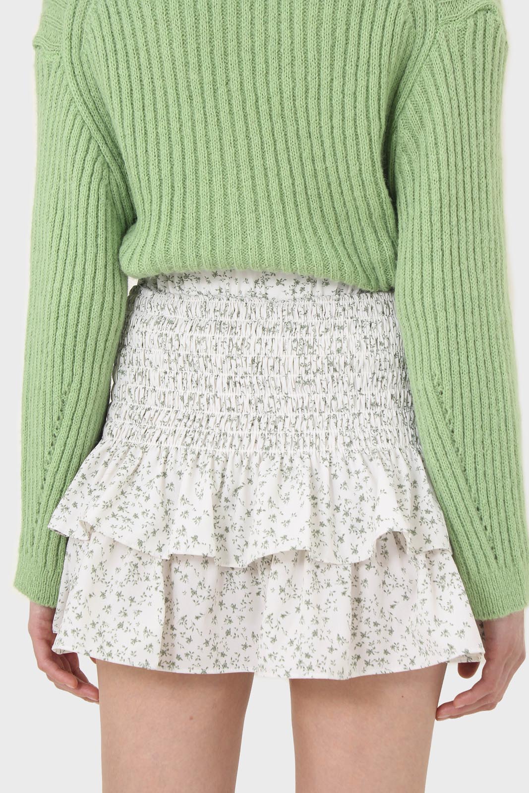 Ivory floral high rise tiered mini skirt_3