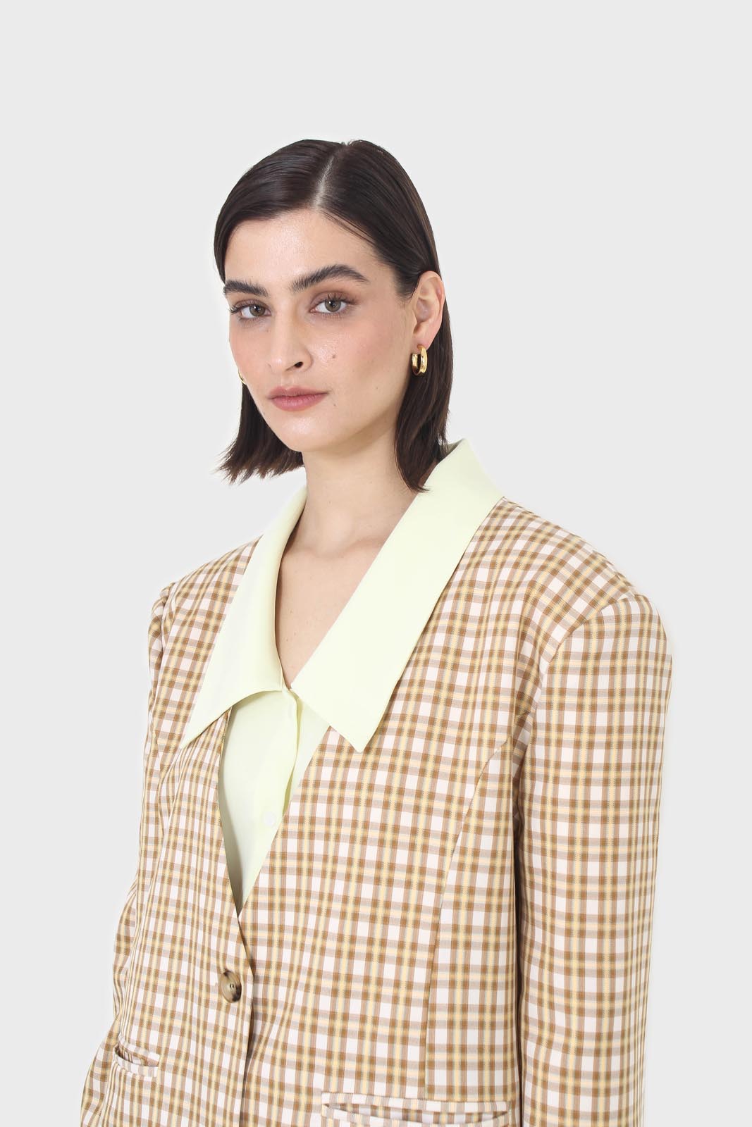 Yellow and camel checked blazer_2