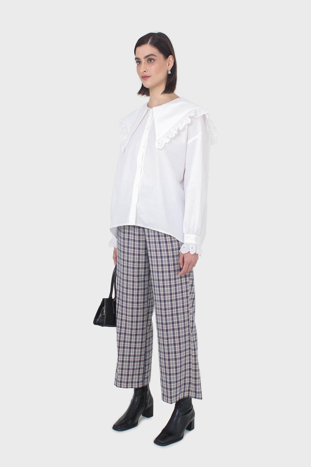 Purple plaid wide leg trousers_6