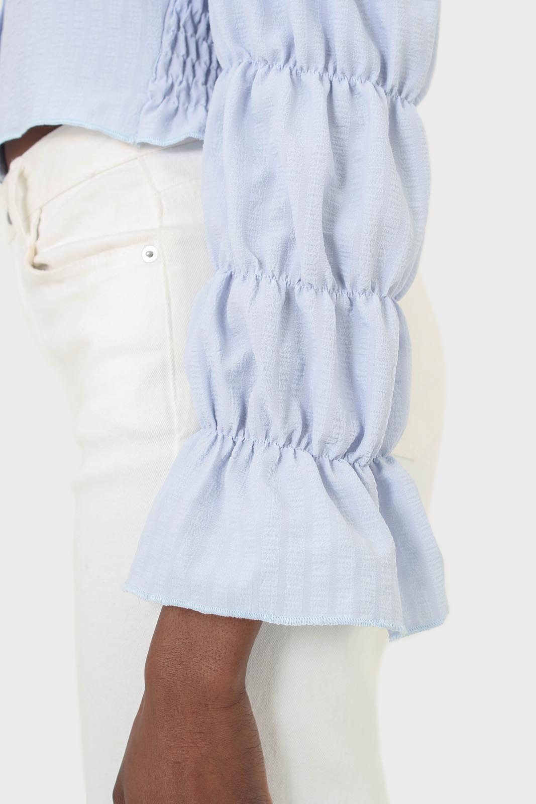 Blue button front detail bustier top_5