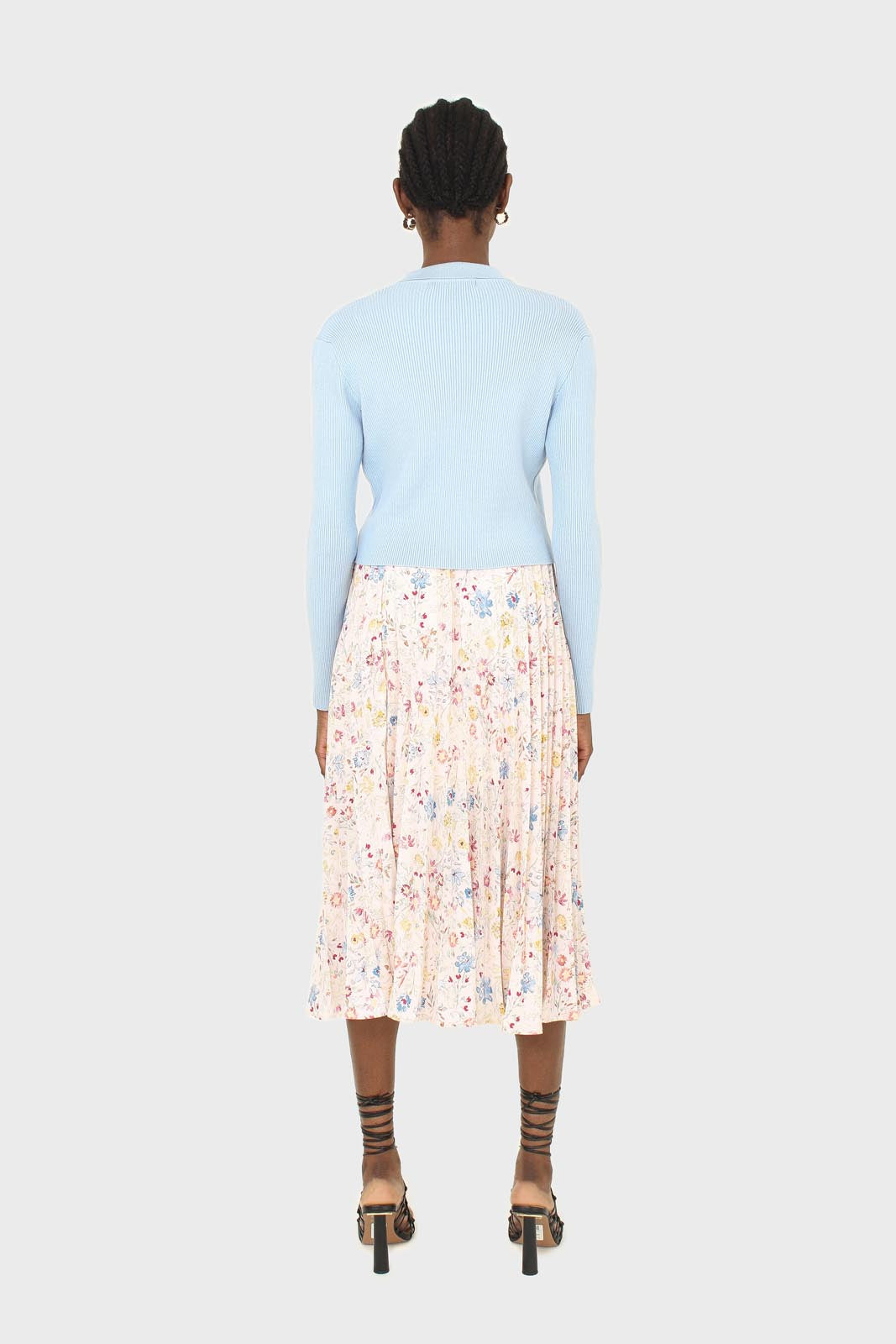 Blue polo knit long sleeve top_5