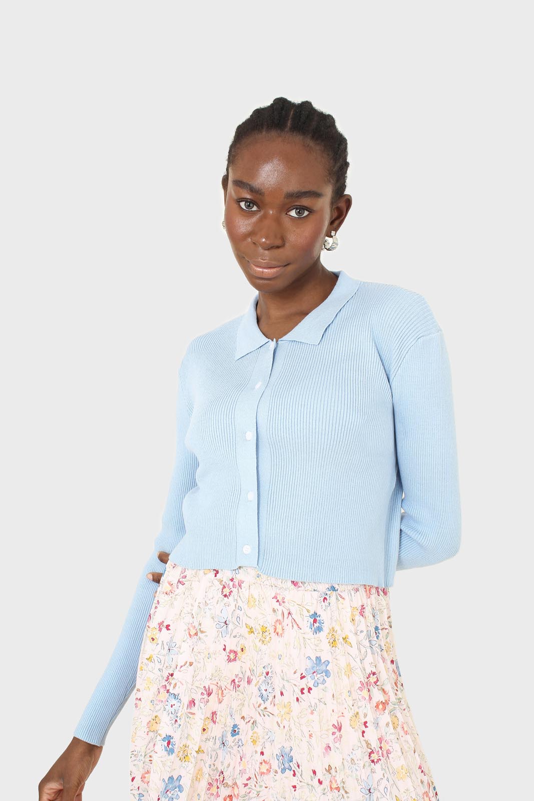 Blue polo knit long sleeve top_7