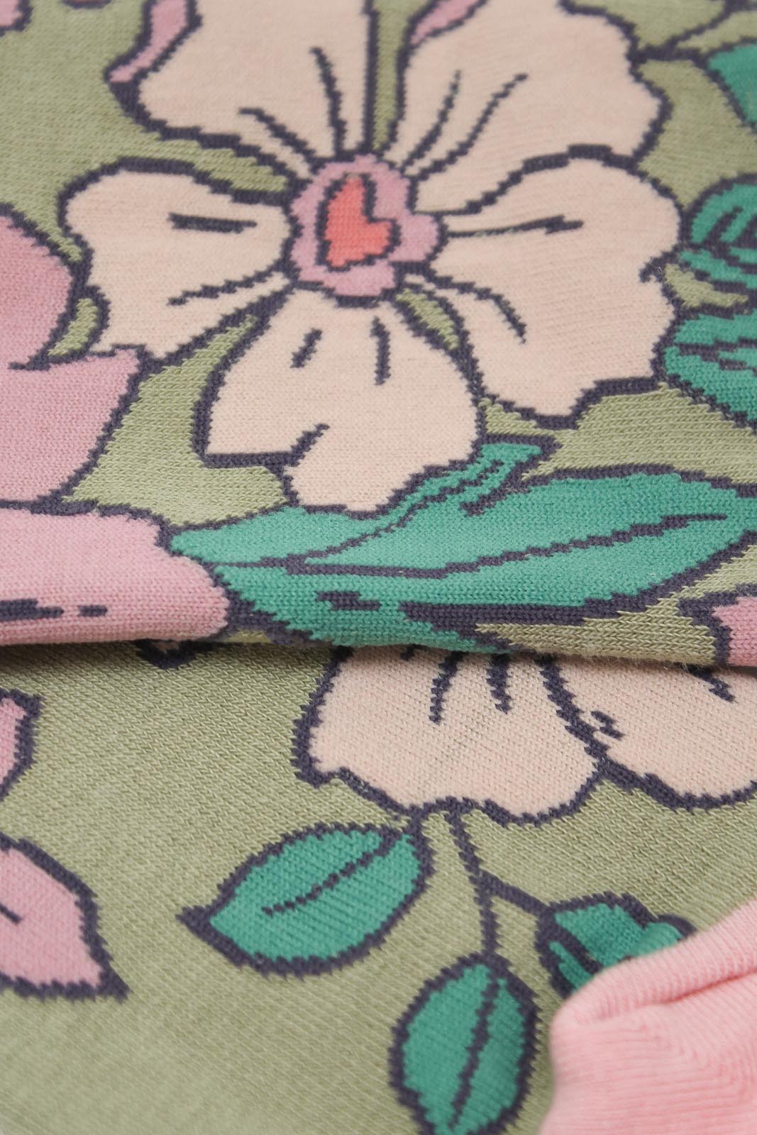 Pink and beige giant floral socks_2