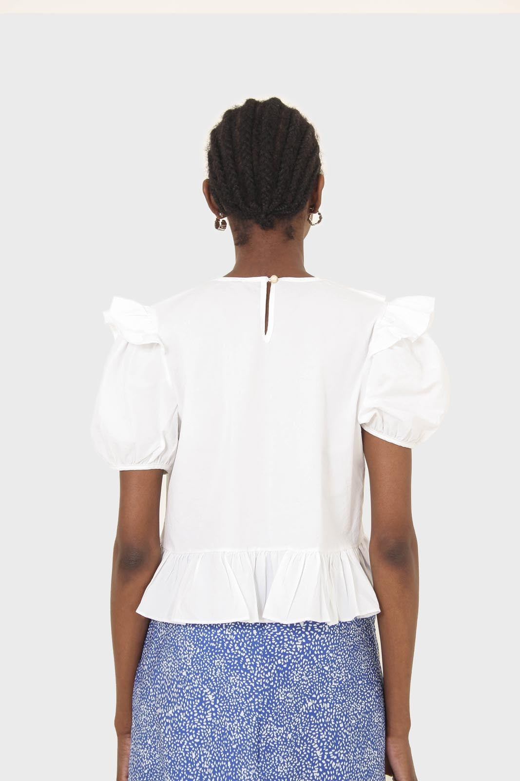 White asymmetric frill short sleeved top_2