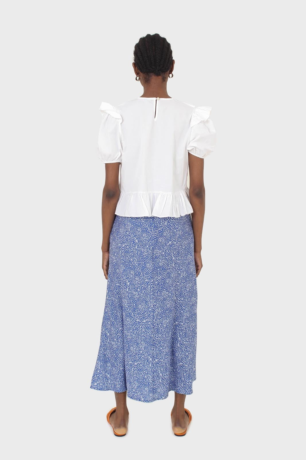 White asymmetric frill short sleeved top_7