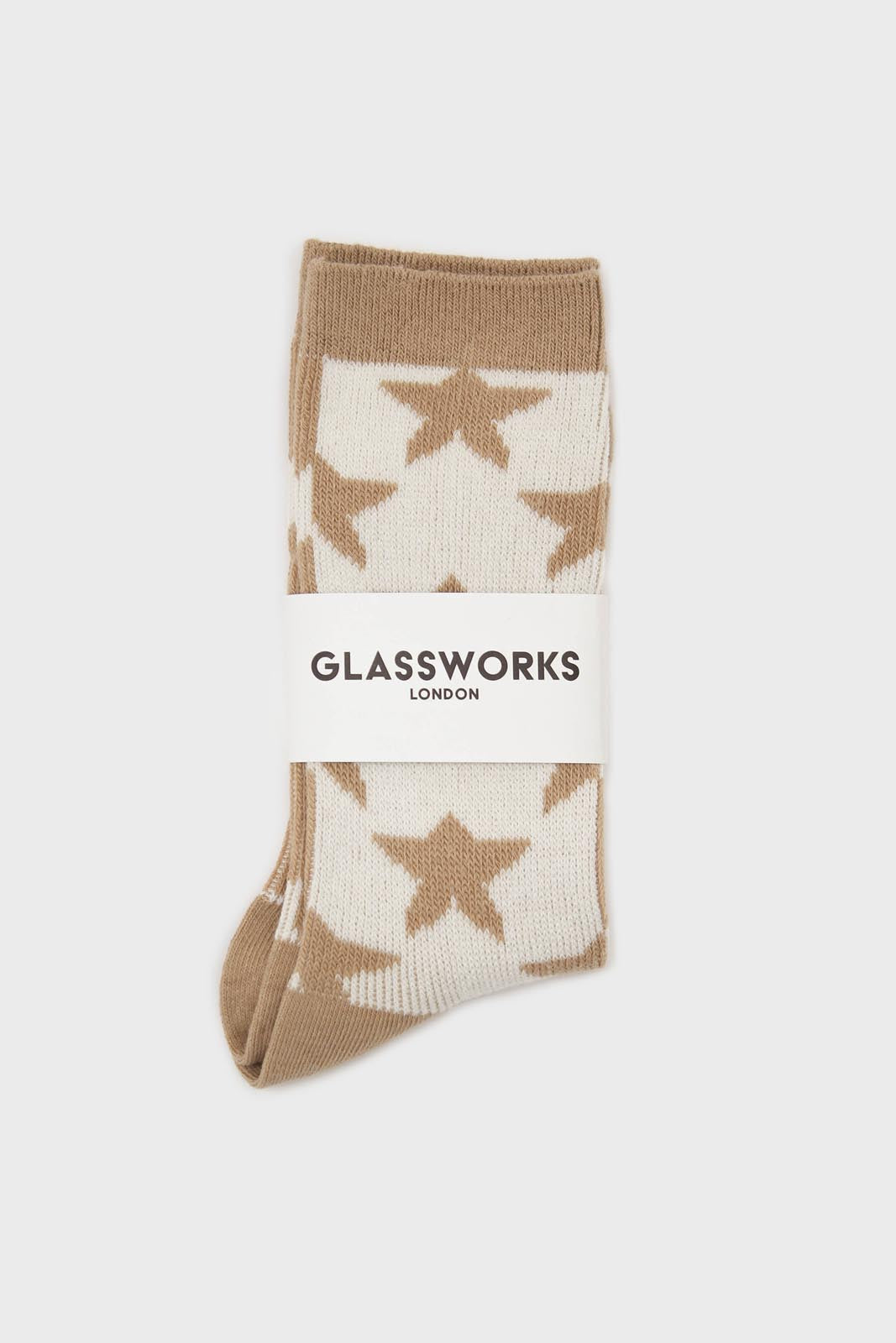 Beige contrast stars socks_4