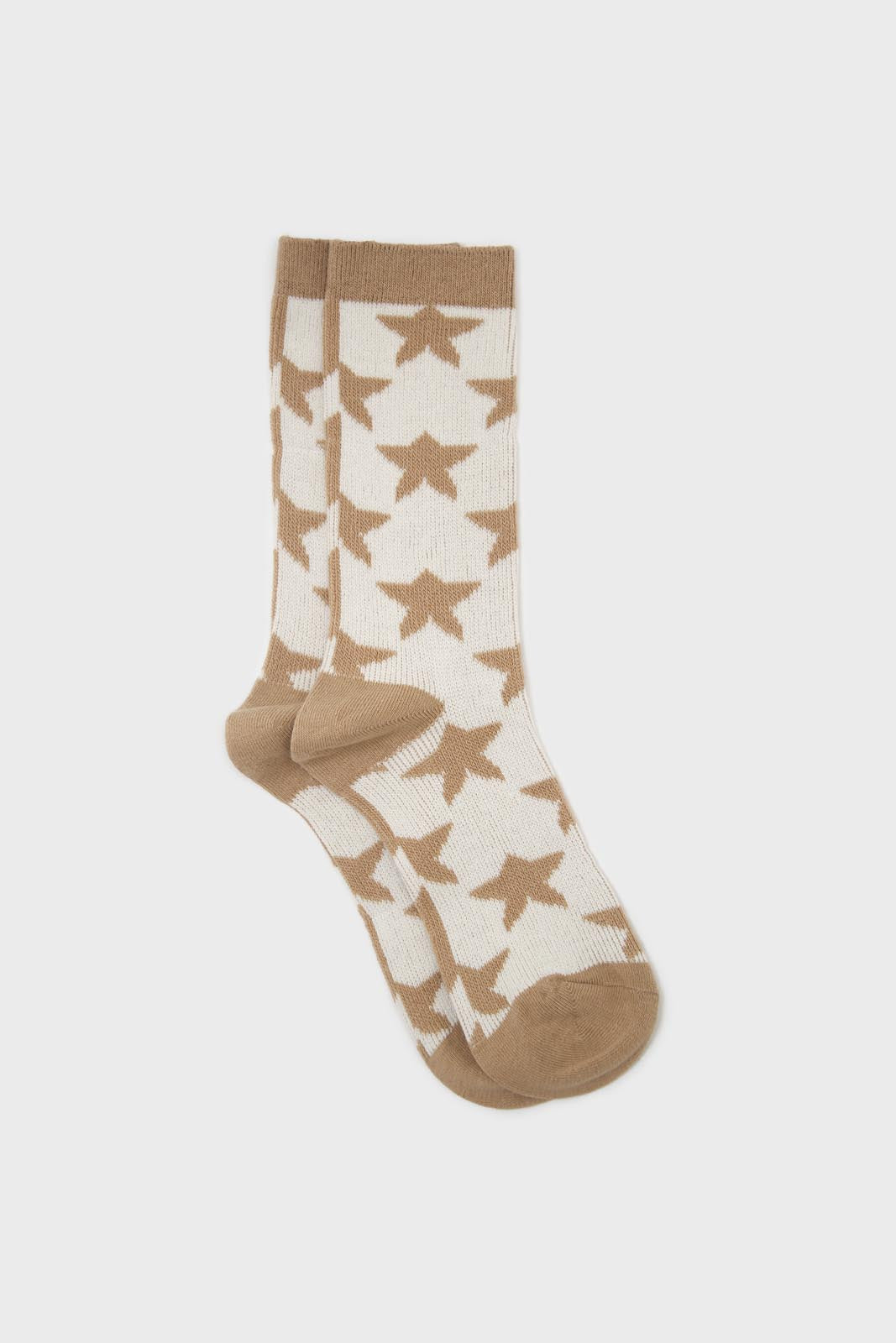 Beige contrast stars socks_1