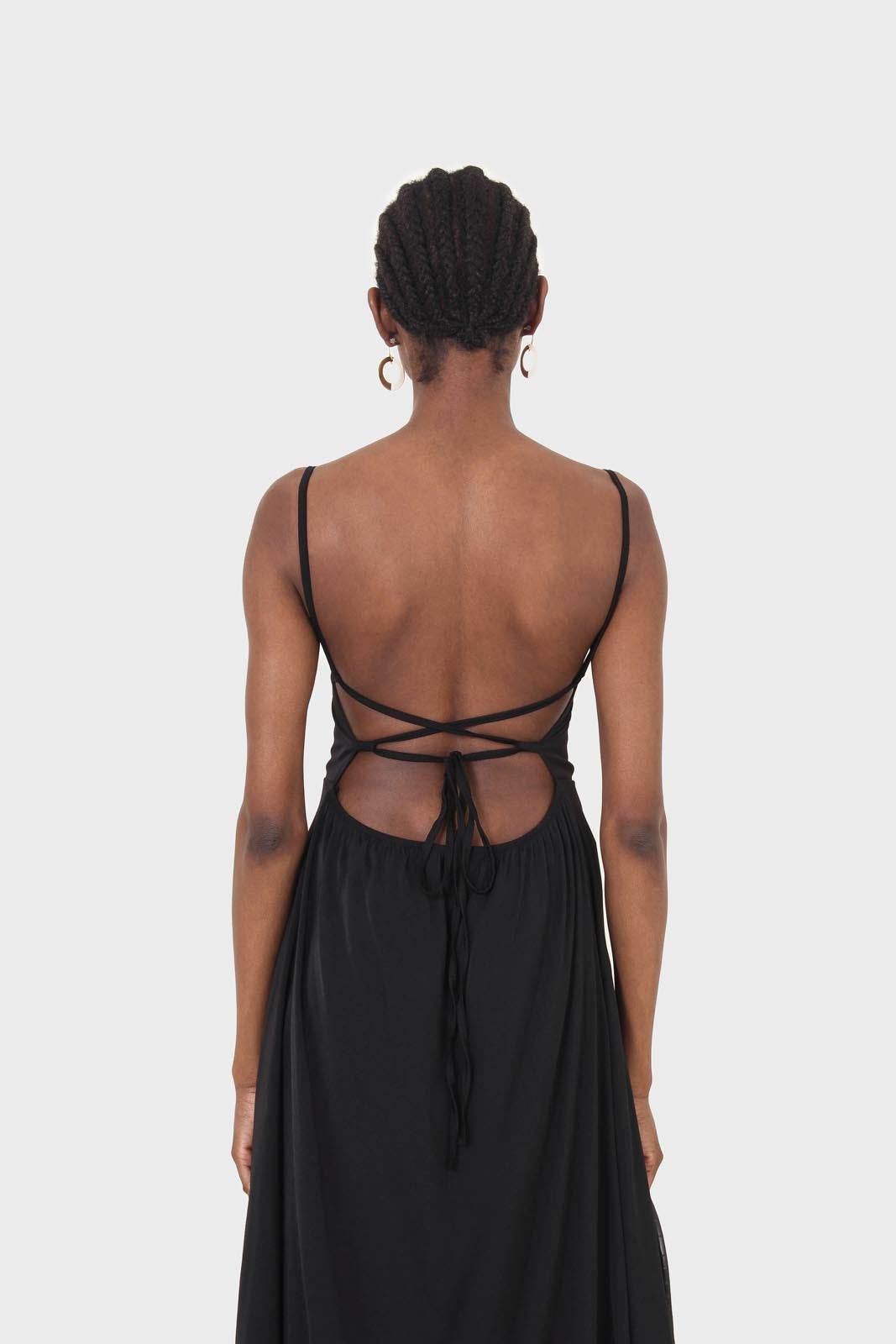 Black strappy tie back dress_7