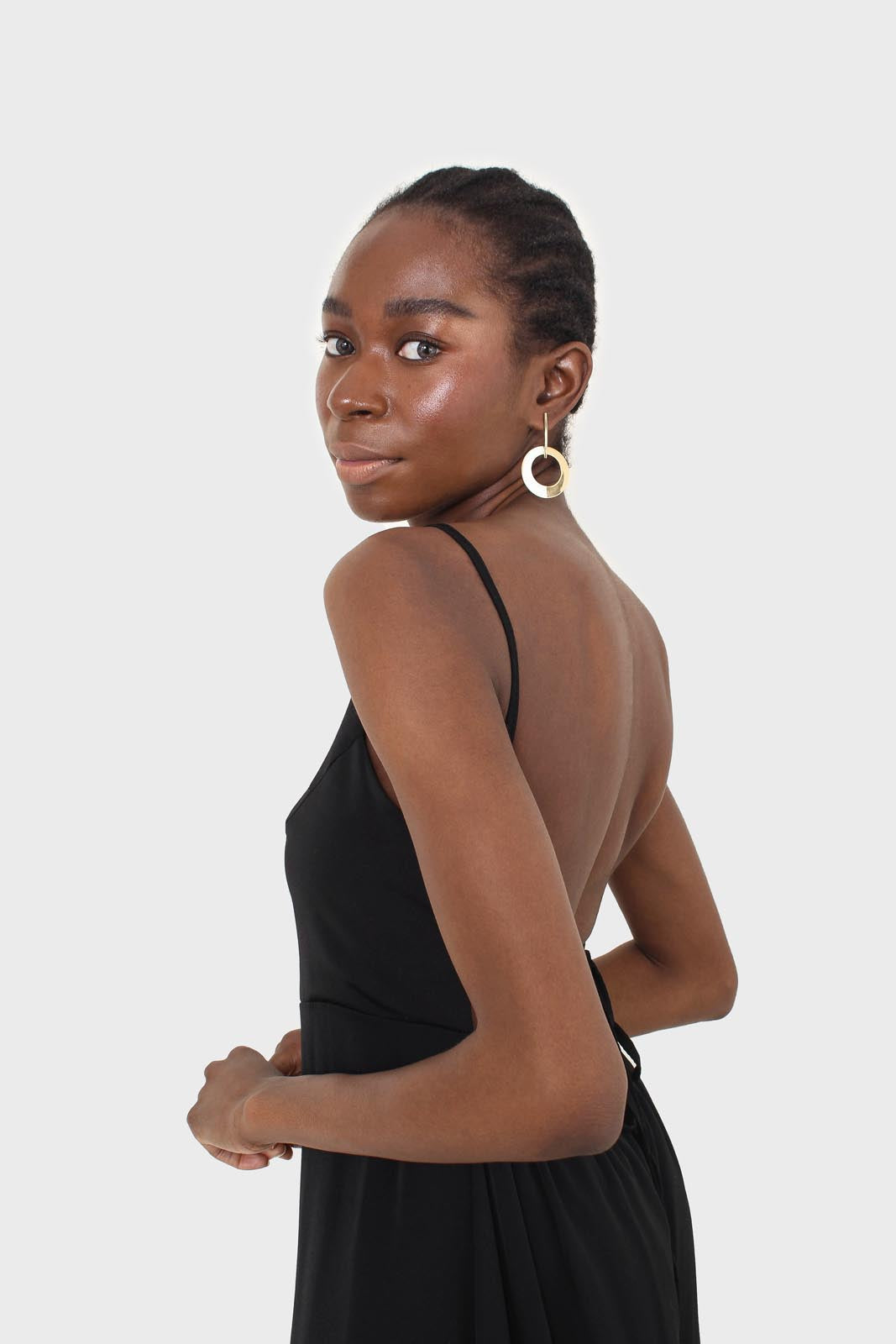 Black strappy tie back dress_5