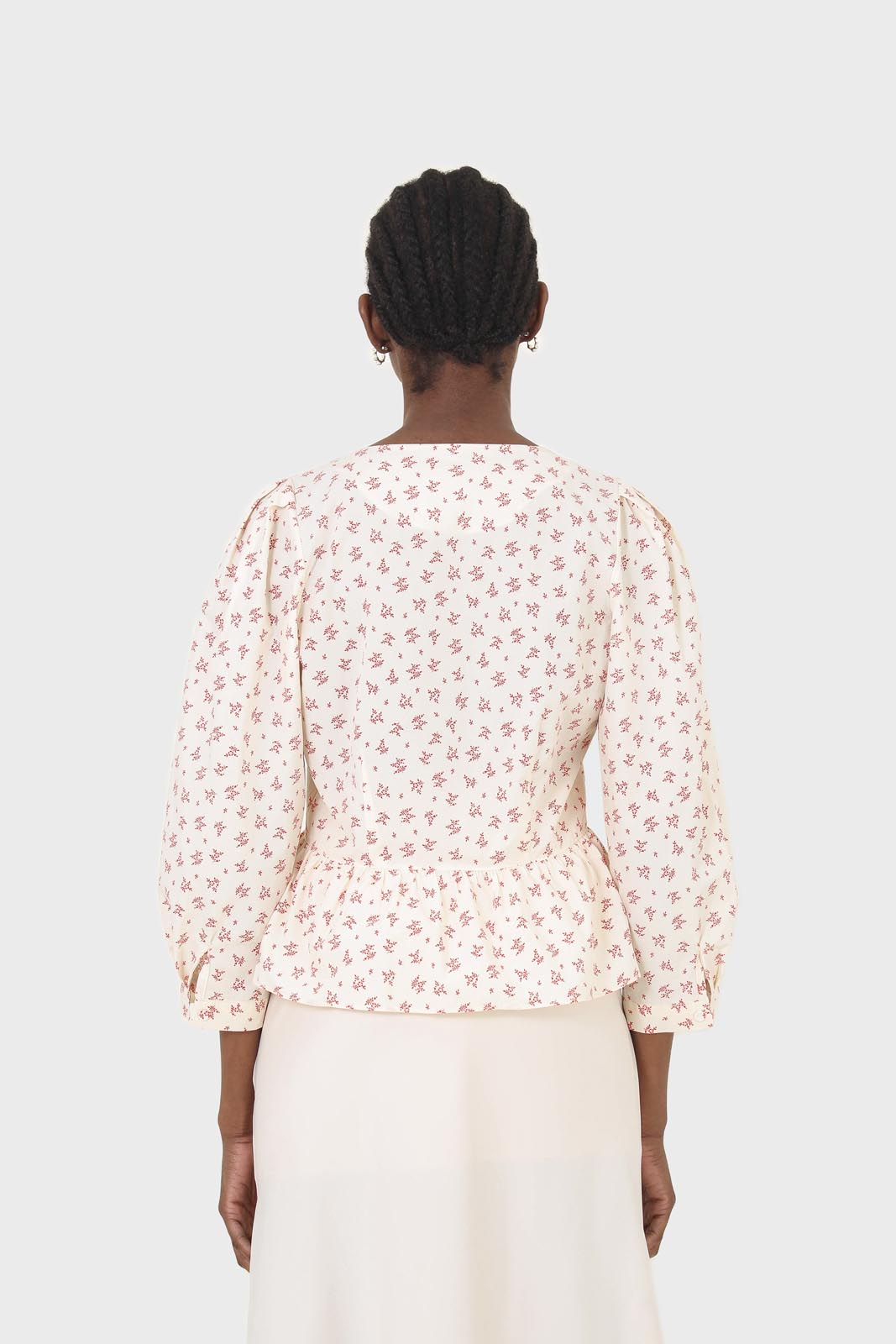 Ivory and red floral print cotton blouse_2