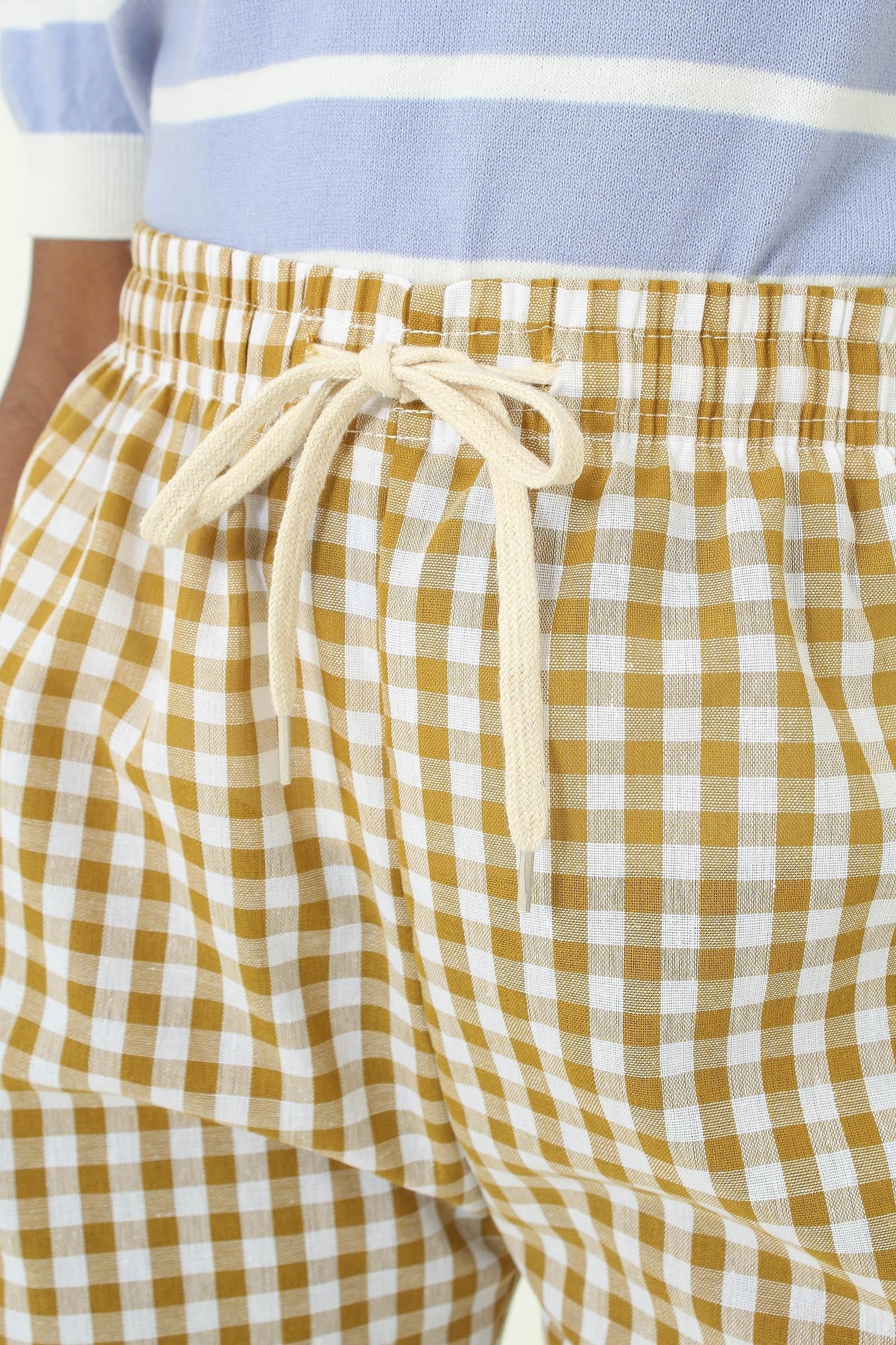 Mustard and white gingham loose fit trousers_2