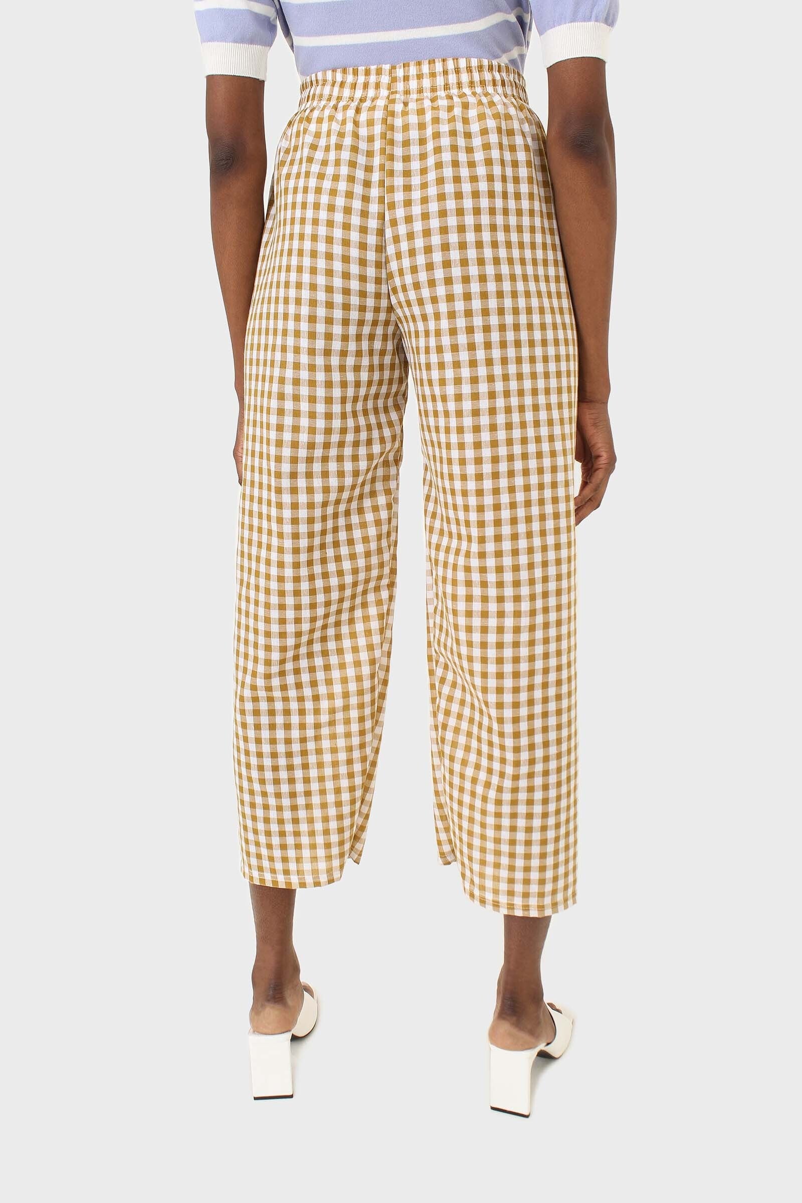 Mustard and white gingham loose fit trousers_6