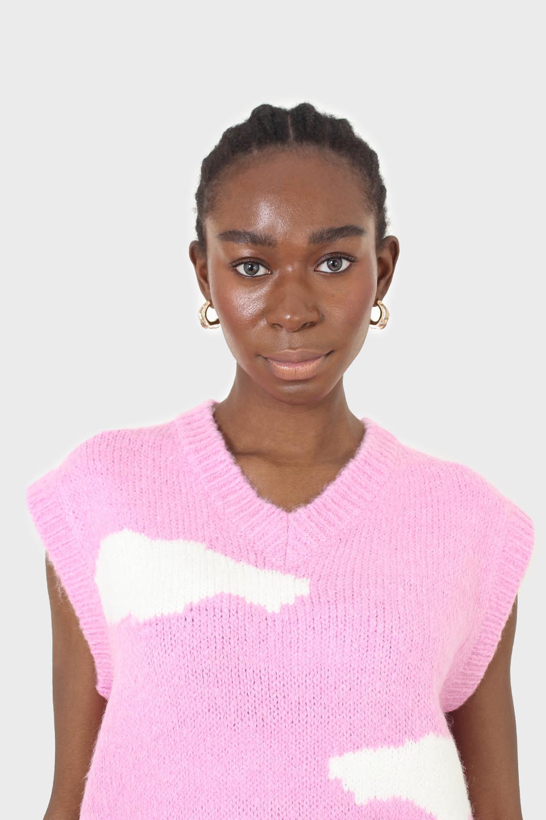 Pink and white intarsia cloud wool blend vest_8