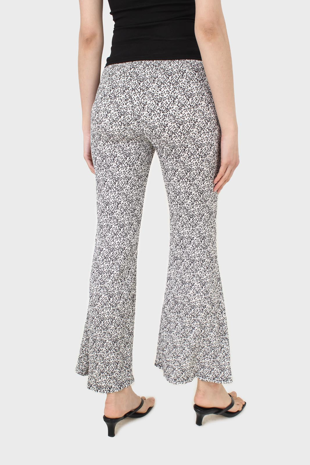 Ivory and charcoal dappled flare trousers_2