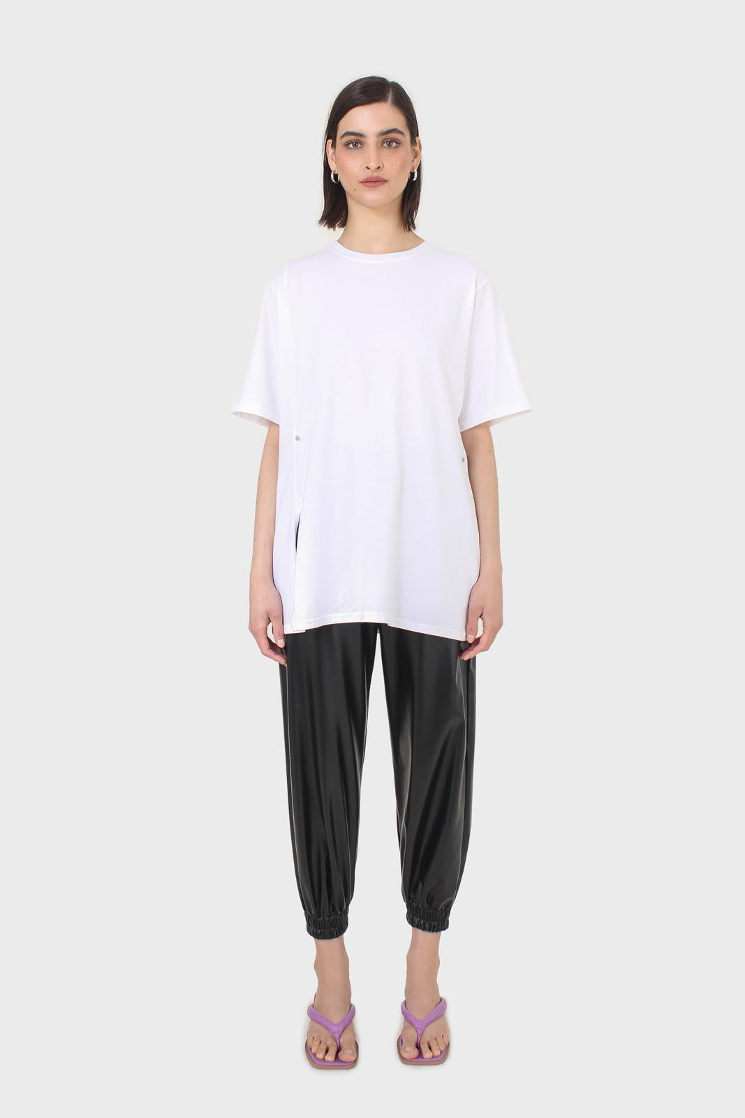 Ivory press stud detail draped top_8