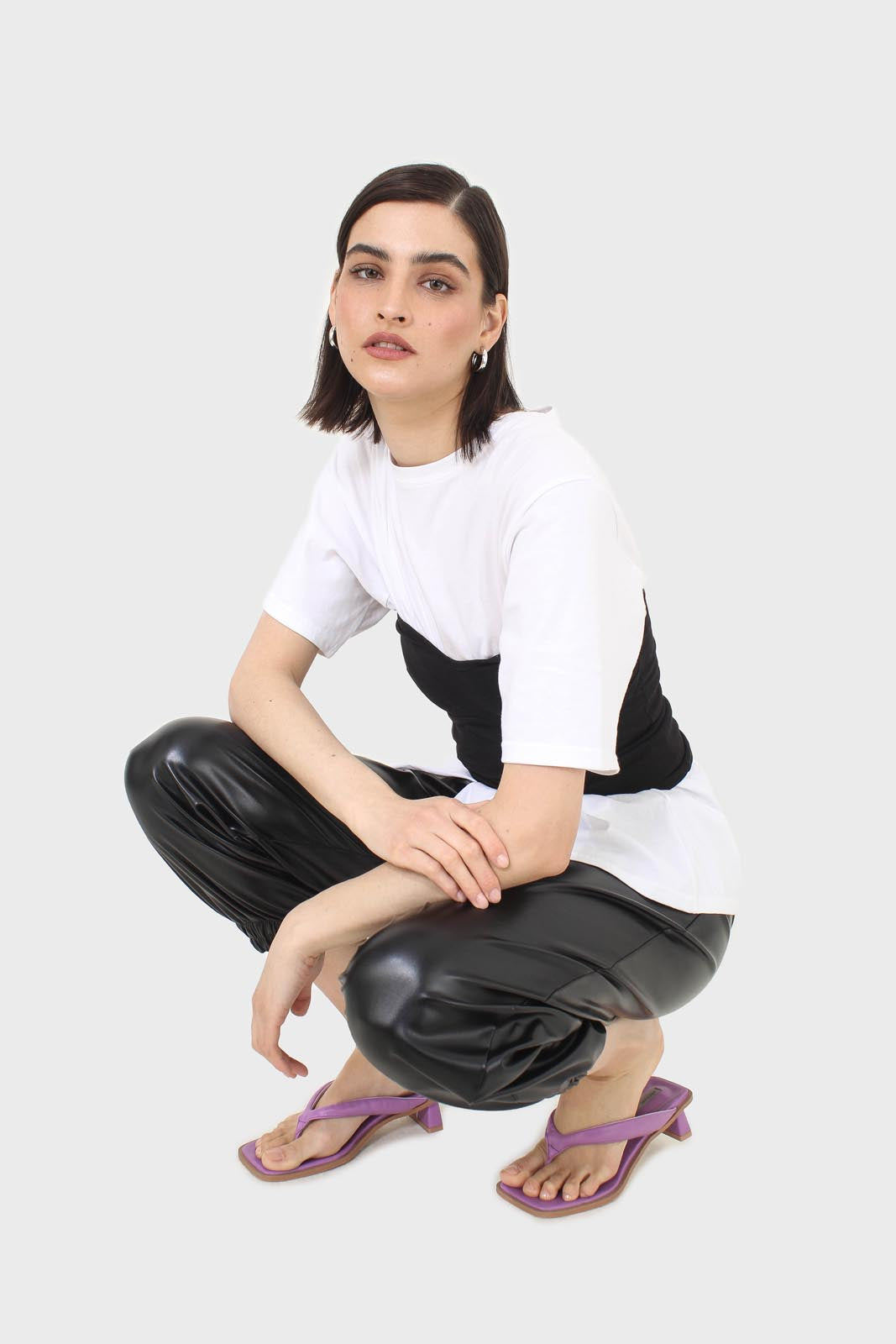 Ivory press stud detail draped top_5