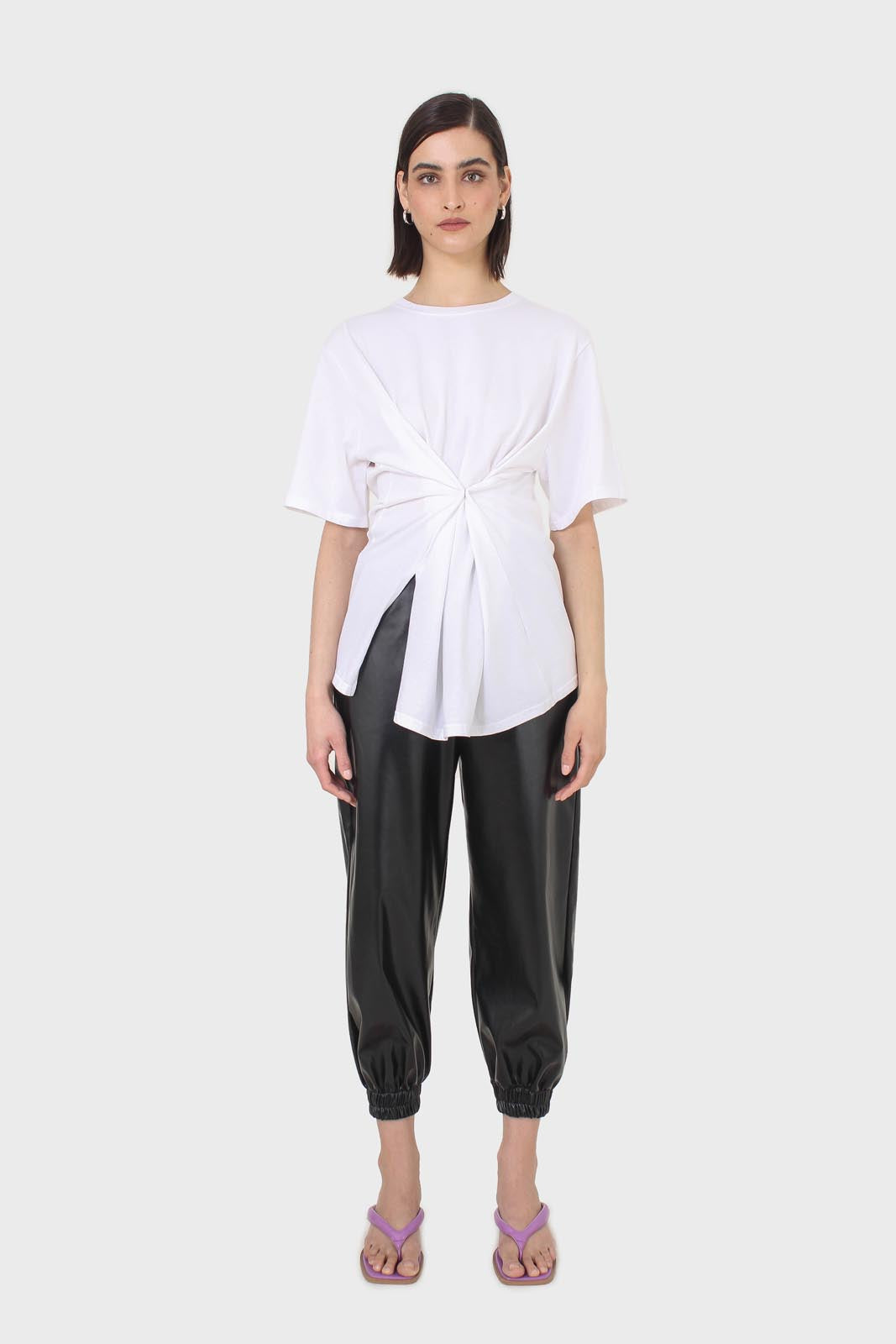 Ivory press stud detail draped top_11