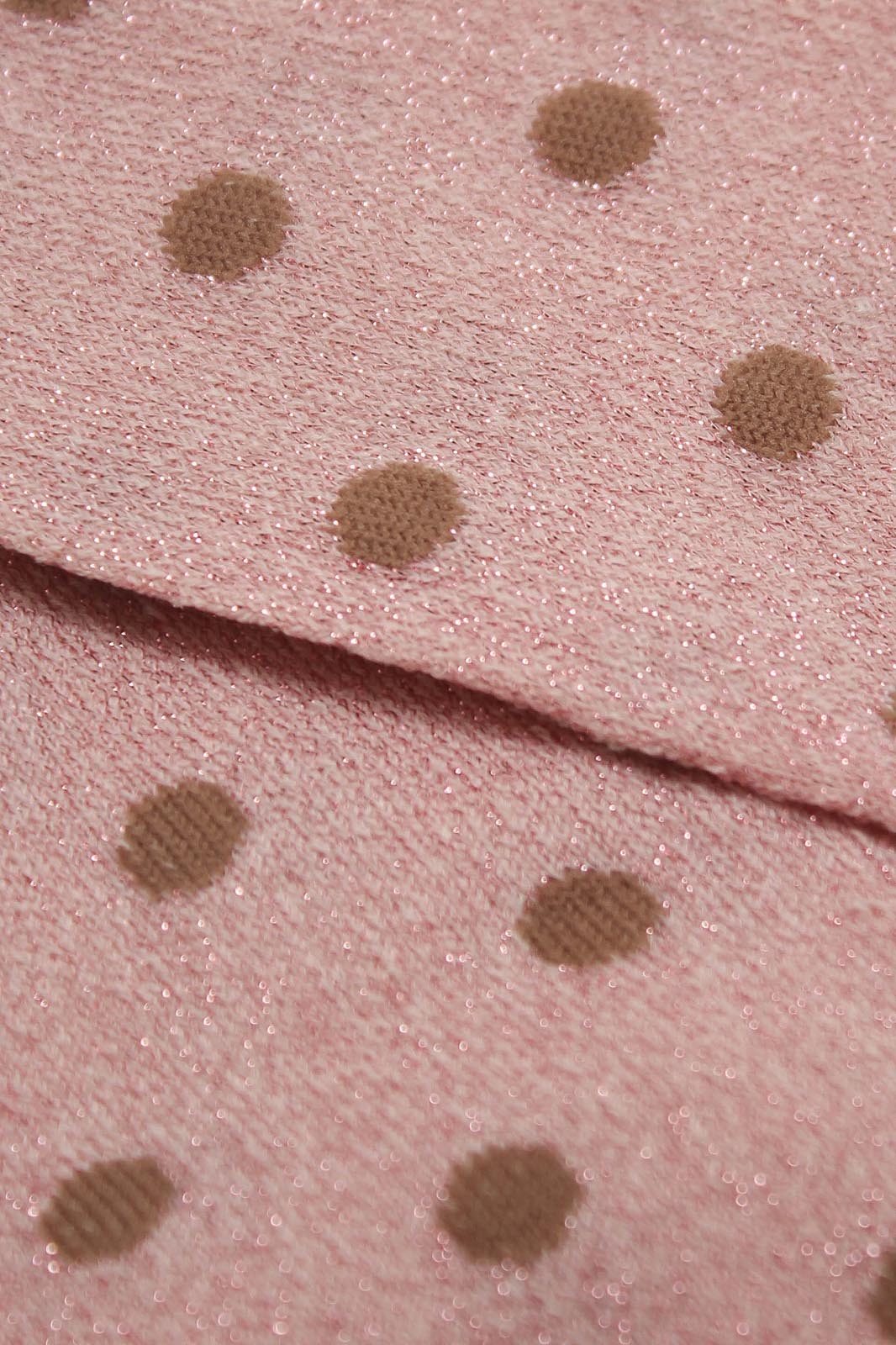 Pink and beige metallic polka dot socks_2