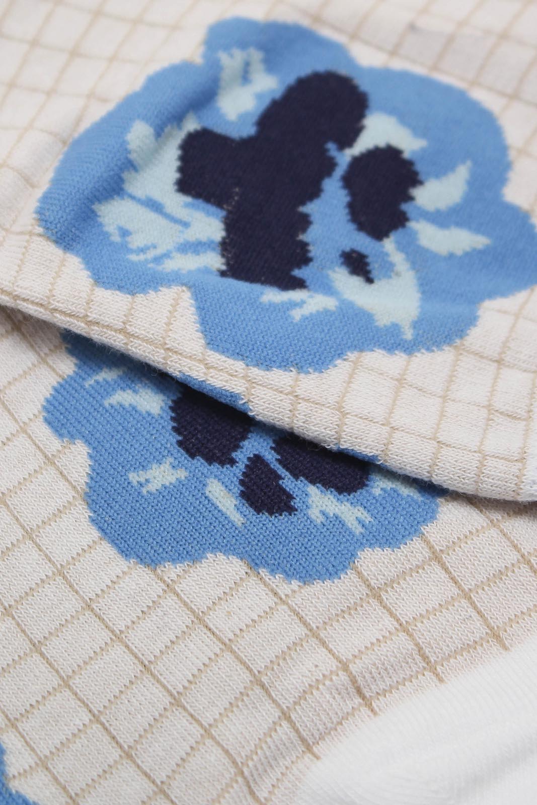 Ivory floral grid socks_2