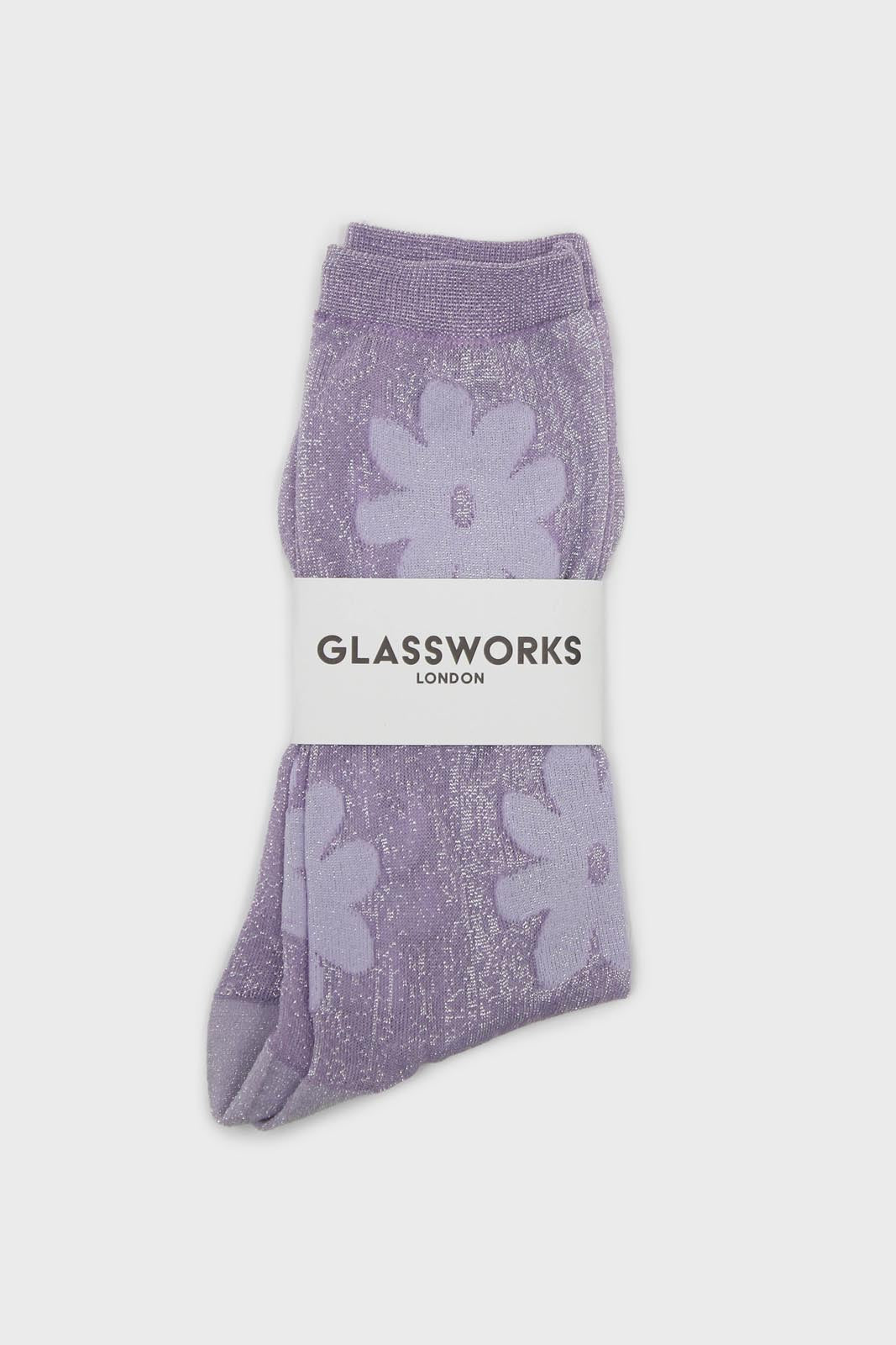 Lilac metallic sheer daisy socks_4