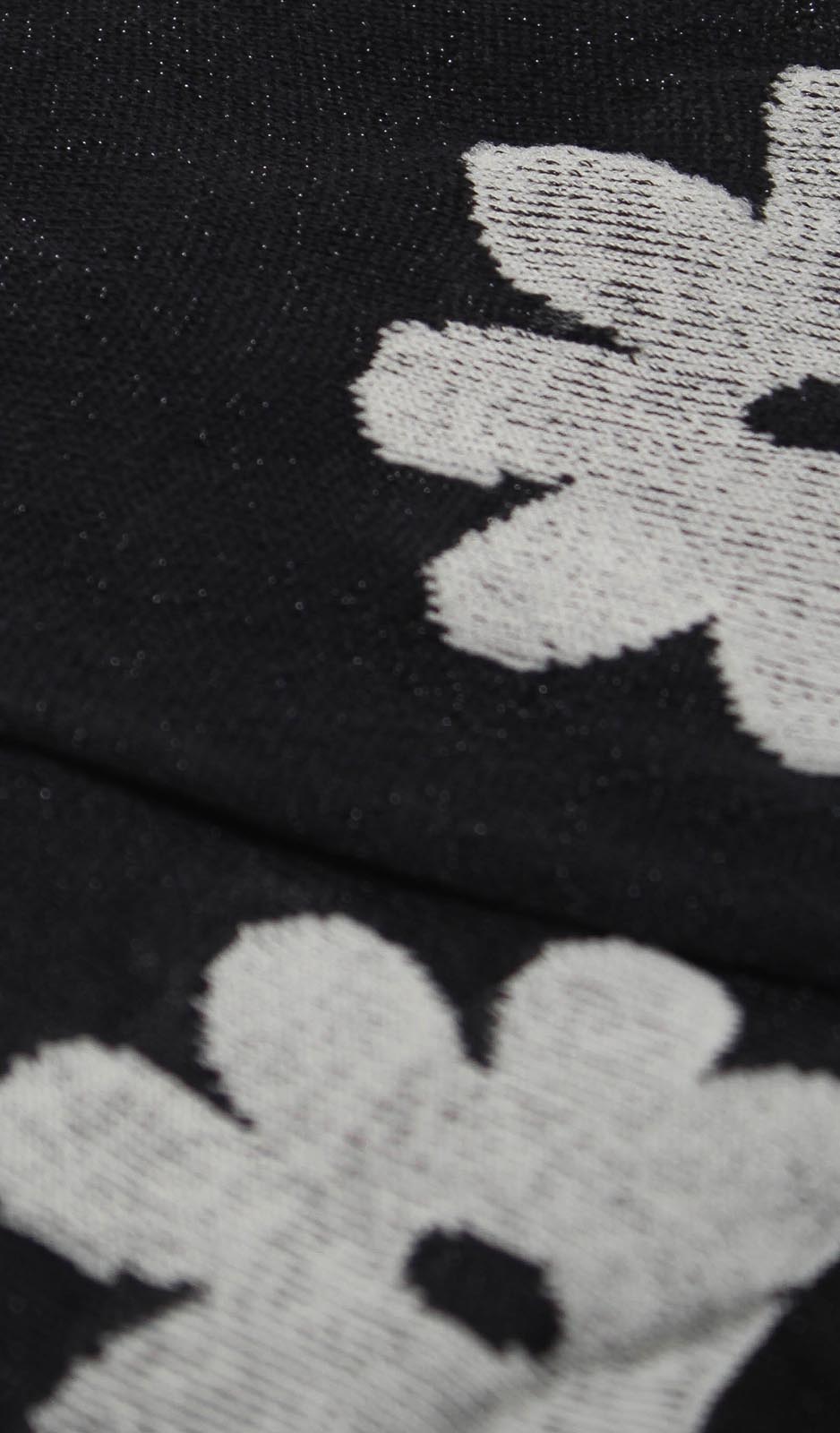 Black and white metallic sheer daisy socks_2