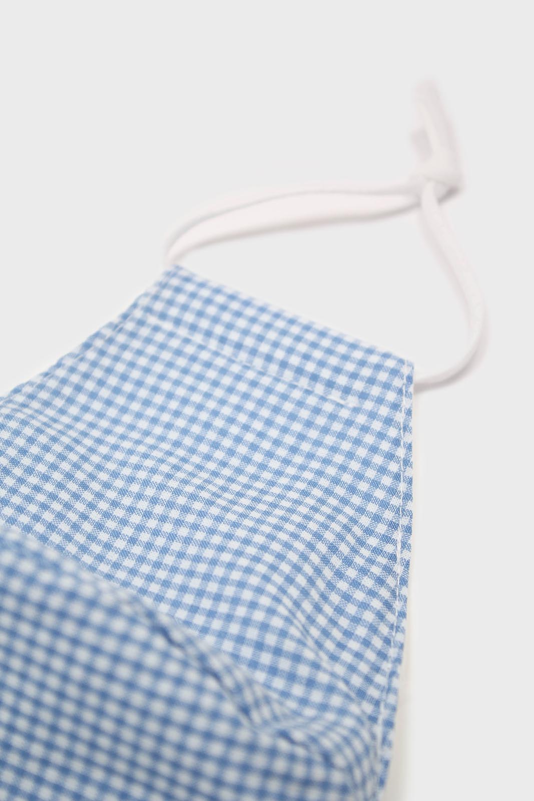 Blue and ivory gingham face mask_1
