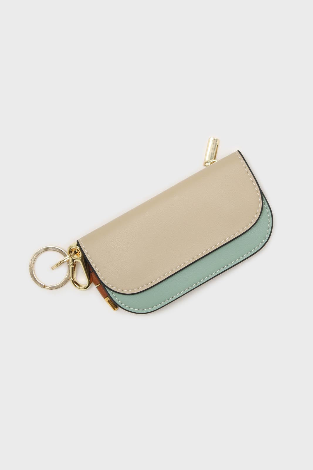 Ivory and aqua genuine leather cardholder_1