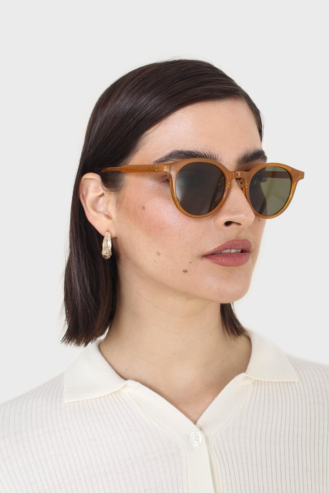Mustard and khaki classic round sunglasses_5