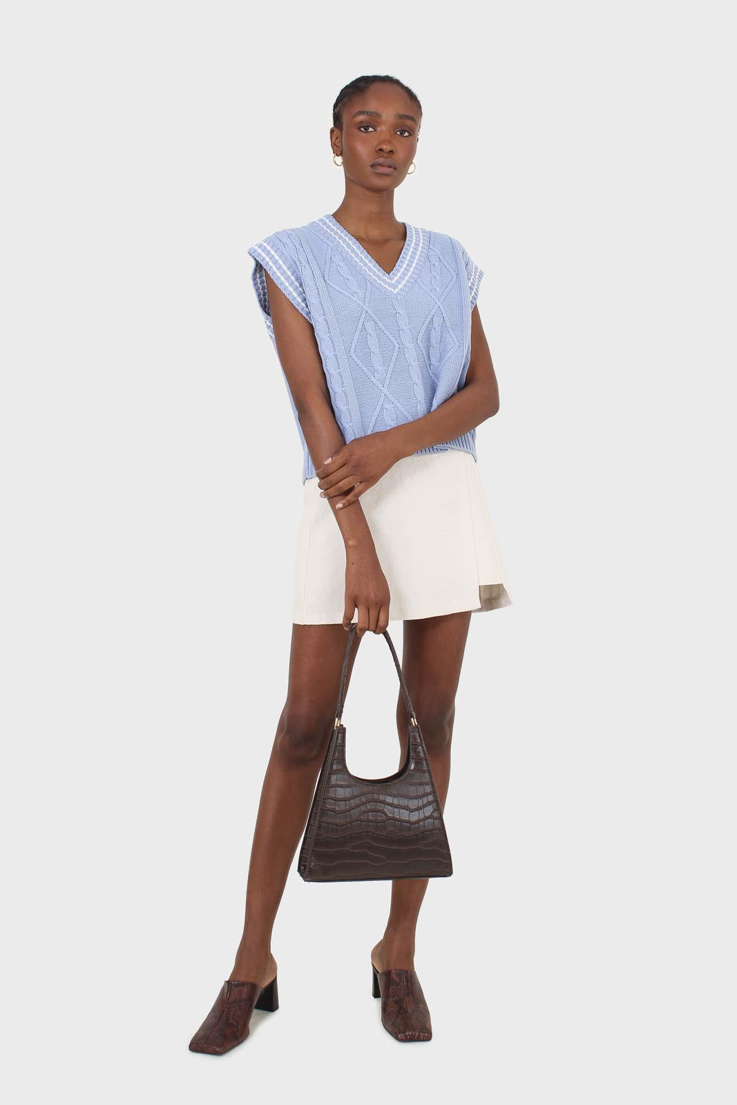 Ivory belted mini skirt_2