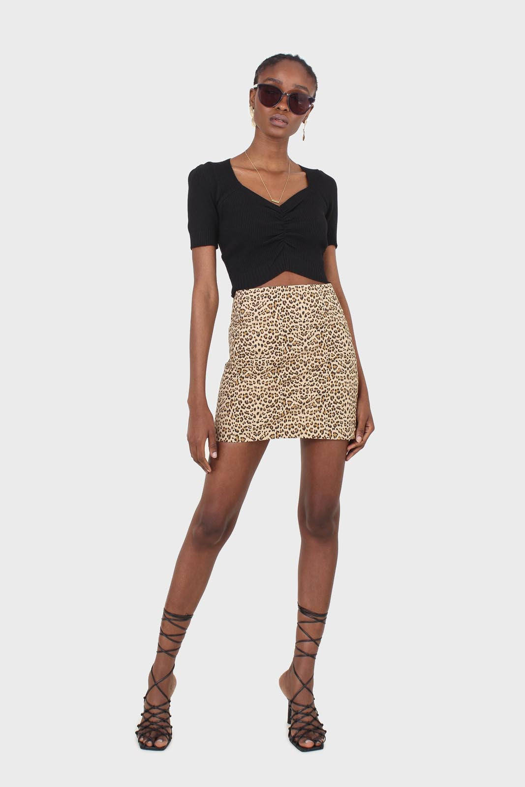 Black ruched front knitted top_7