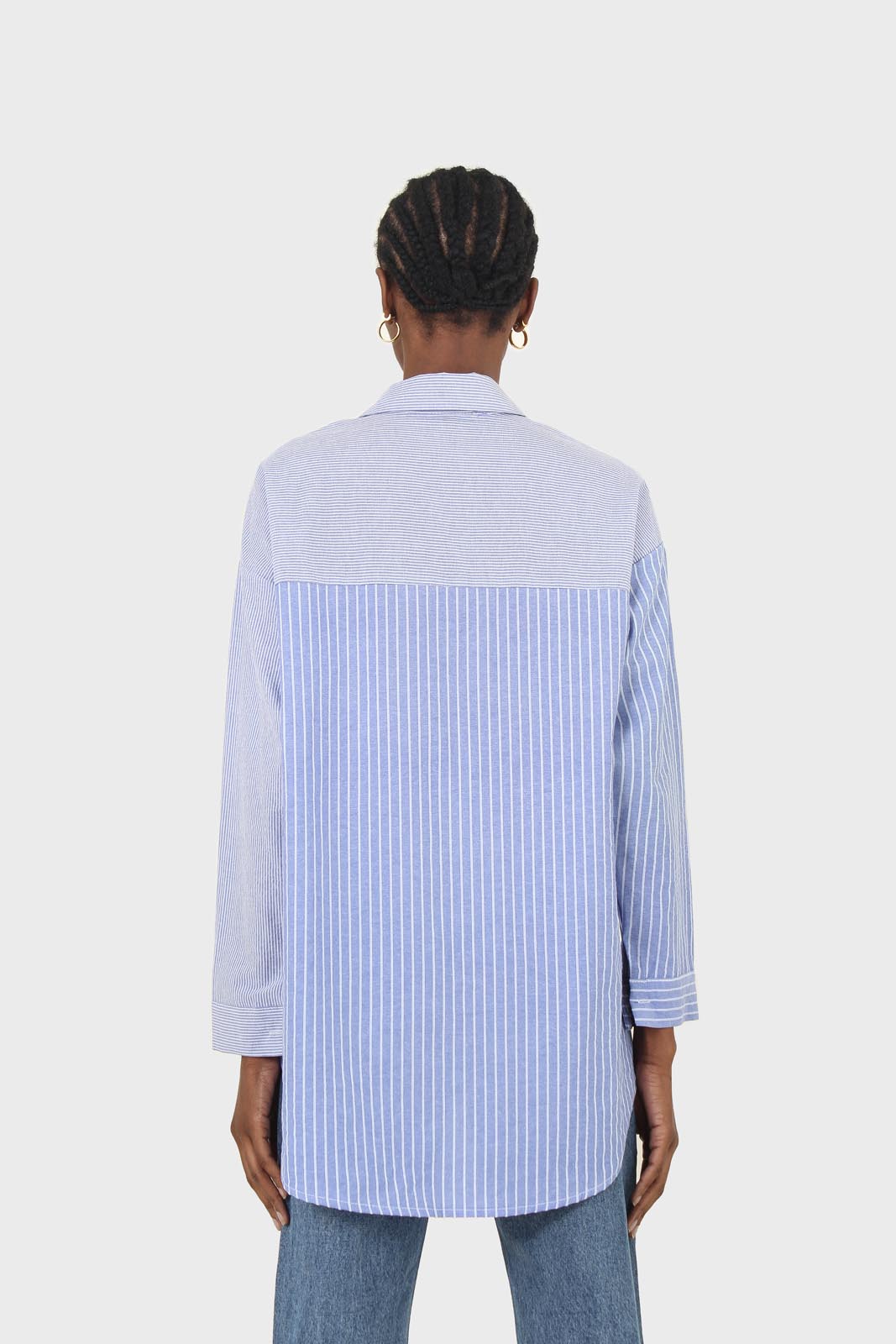 Blue and white multistripe loose fit shirt_7