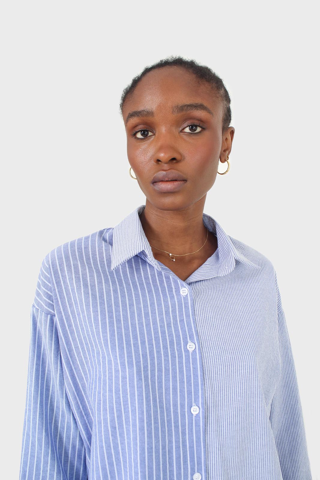 Blue and white multistripe loose fit shirt_8