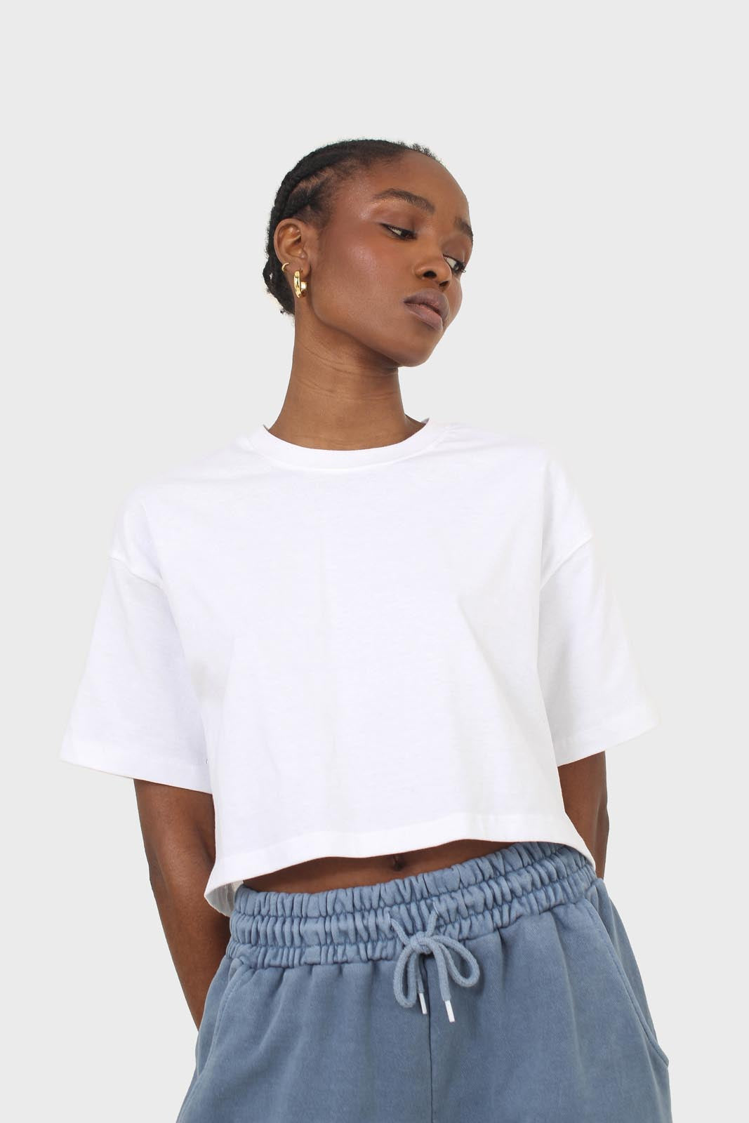 White perfect cropped short sleeve tee_7