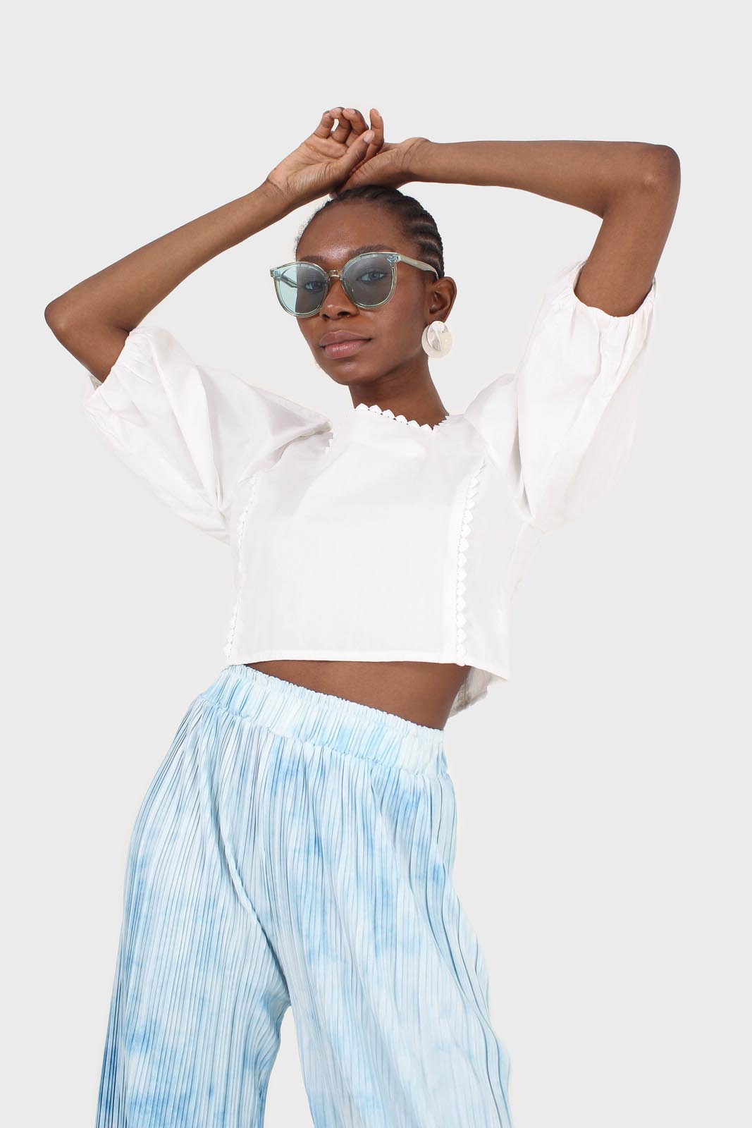 Ivory square neckline princess seam lace blouse_4