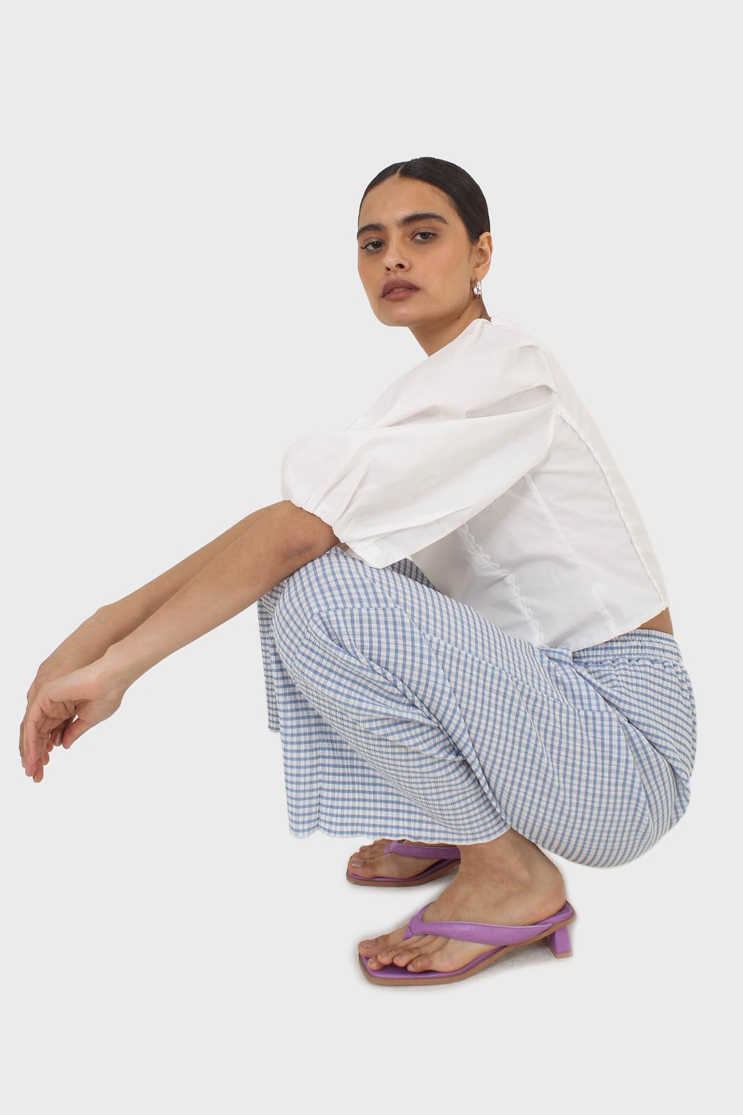 Ivory square neckline princess seam lace blouse_17