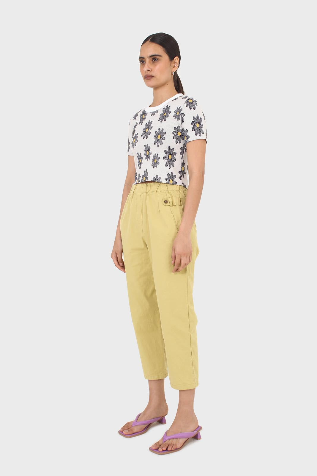 Yellow elasticated waistband trousers_6